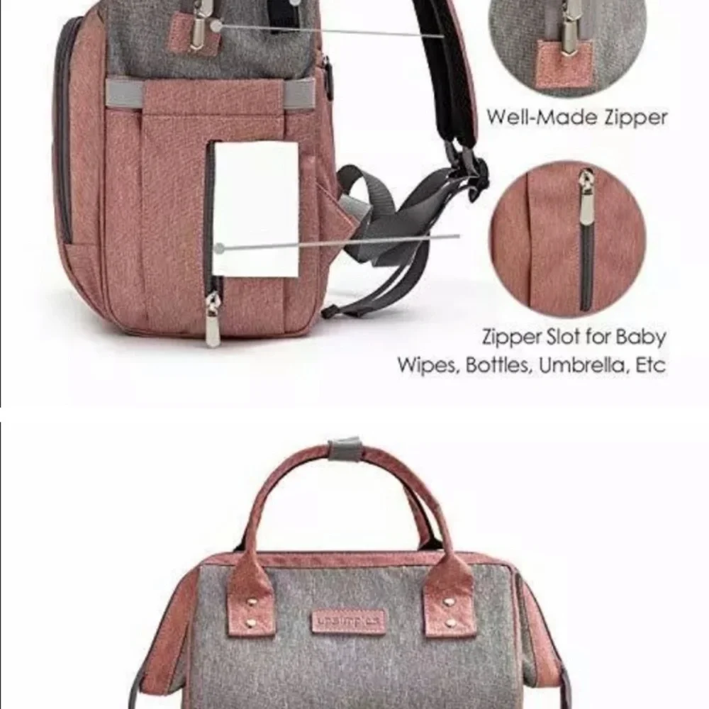 Upsimples Gray and‎ Pink Backpack diaper bag perfect condition